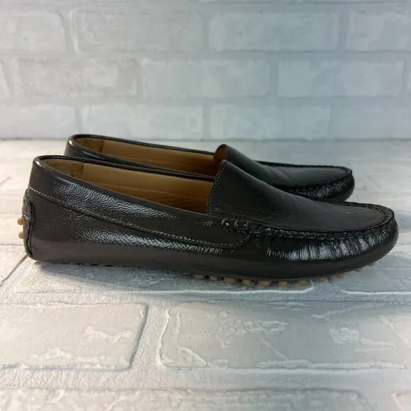 M Gemi Driving Loafers 38 Gray Patent Leather Felize Naplak Slip On Shoes 7.5