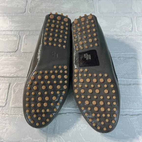 M Gemi Driving Loafers 38 Gray Patent Leather Felize Naplak Slip On Shoes 7.5