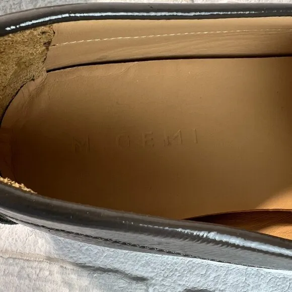 M Gemi Driving Loafers 38 Gray Patent Leather Felize Naplak Slip On Shoes 7.5