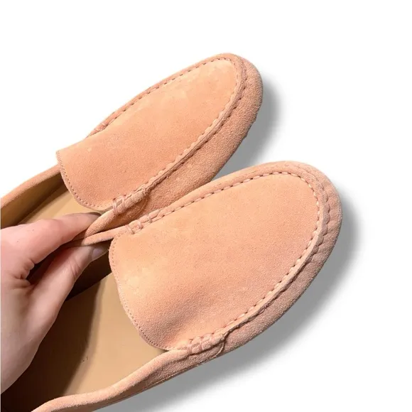 M. Gemi Felize Suede Leather Italian Driving Loafers in Peach Fuzz Size 8.5