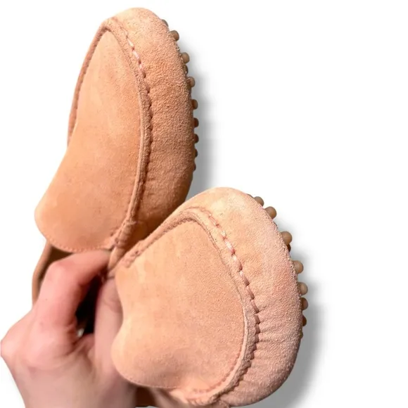 M. Gemi Felize Suede Leather Italian Driving Loafers in Peach Fuzz Size 8.5
