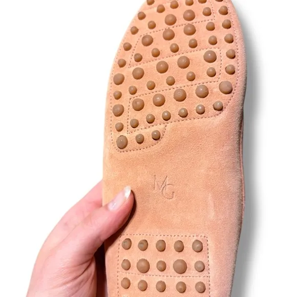 M. Gemi Felize Suede Leather Italian Driving Loafers in Peach Fuzz Size 8.5