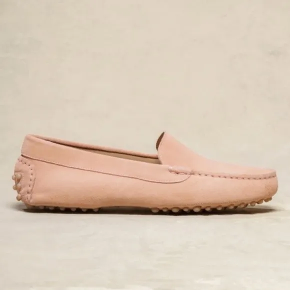M. Gemi Felize Suede Leather Italian Driving Loafers in Peach Fuzz Size 8.5