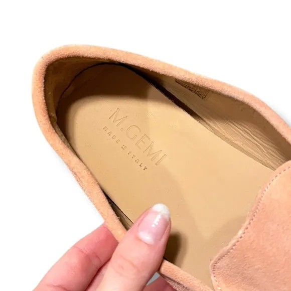 M. Gemi Felize Suede Leather Italian Driving Loafers in Peach Fuzz Size 8.5