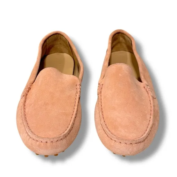 M. Gemi Felize Suede Leather Italian Driving Loafers in Peach Fuzz Size 8.5
