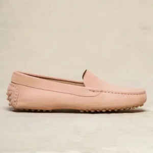 M. Gemi Felize Suede Leather Italian Driving Loafers in Peach Fuzz Size 8.5