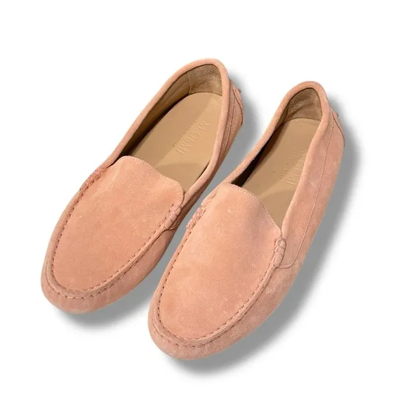 M. Gemi Felize Suede Leather Italian Driving Loafers in Peach Fuzz Size 8.5