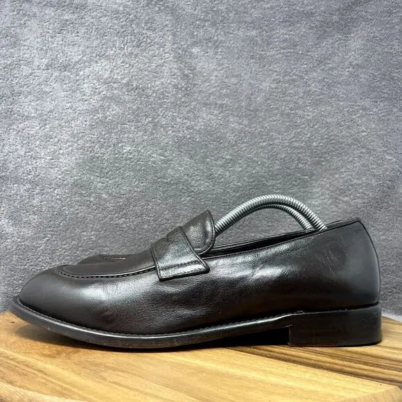 M. Gemi Mens Leather Round Apron Toe Slip-On Formal Loafers Brown Size EUR 43.5
