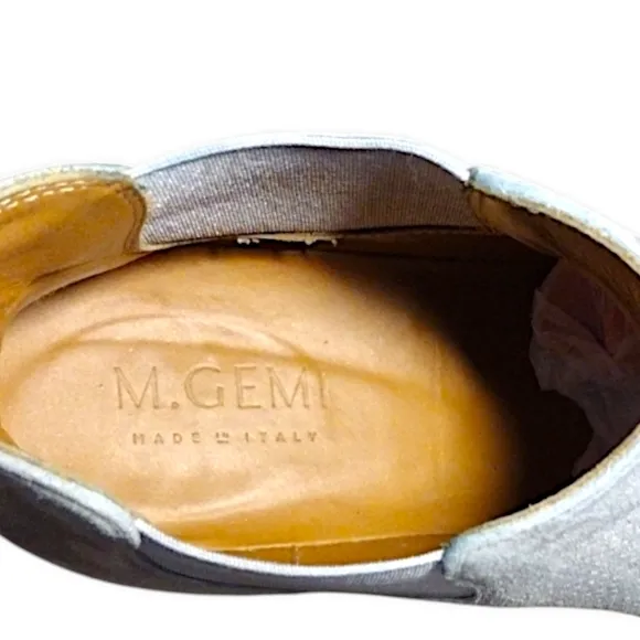 M. Gemi 'The Amico' Perforated Suede Chelsea Boot in Light Gray,Size 37.5 / 7 US