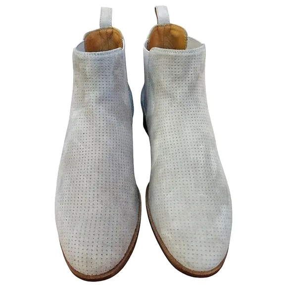 M. Gemi 'The Amico' Perforated Suede Chelsea Boot in Light Gray,Size 37.5 / 7 US