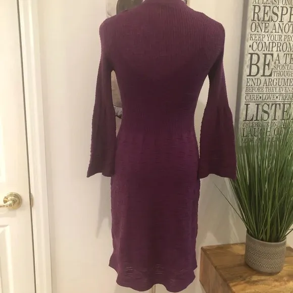 M Missoni Fit &amp; Flare Plum Lined Sweater Dress