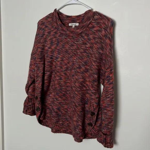Madewell Cozy Red &amp; Navy Knit Sweater, NWOT
