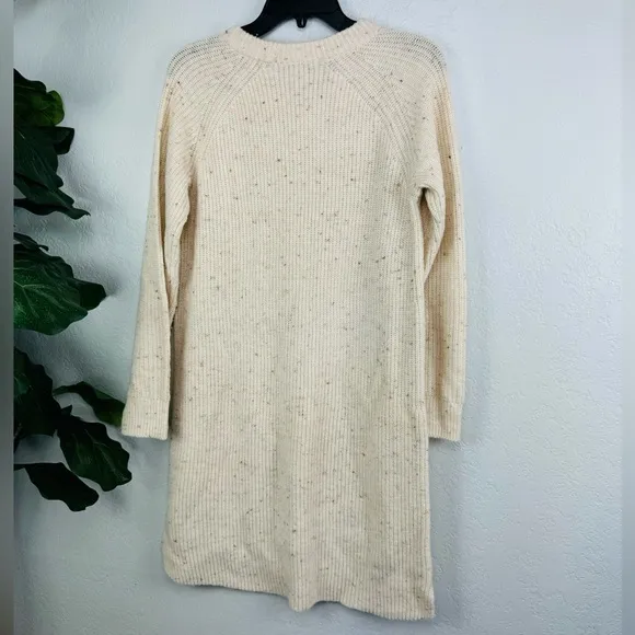 Madewell Cream Curved Hem Ribbed Knit Sweater Dress Size Small