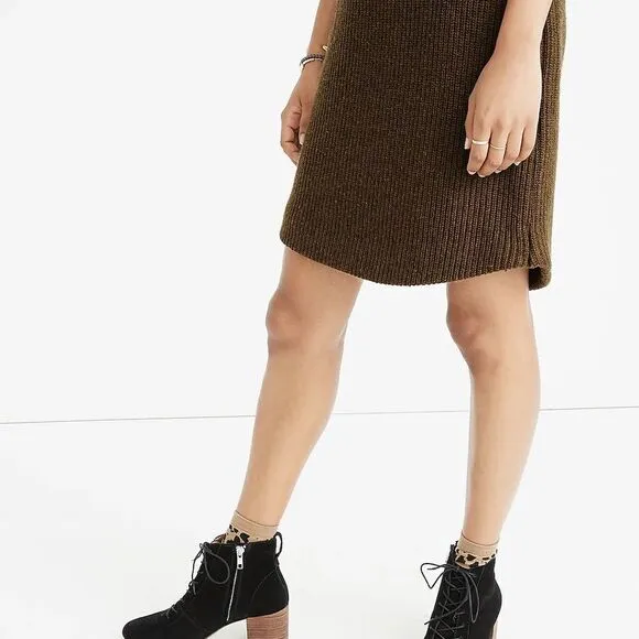 Madewell Curvey Hem Sweater dress - knit grey wool blend - size Large
