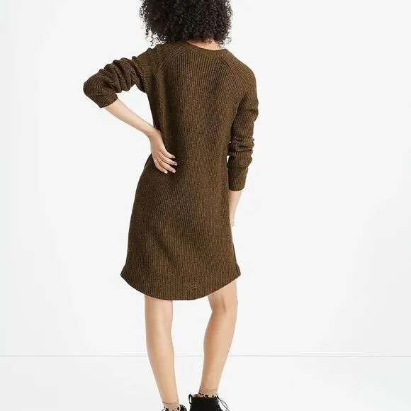 Madewell Curvey Hem Sweater dress - knit grey wool blend - size Large
