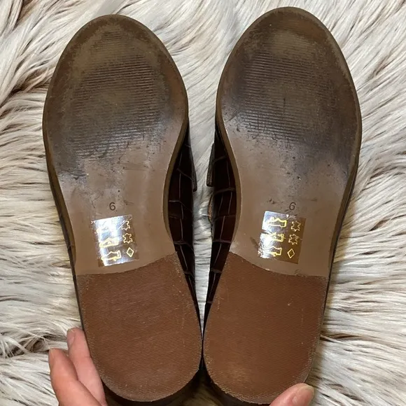 Madewell The Alex Loafer Croc Embossed Leather Dark Coffee Brown Slip On 6