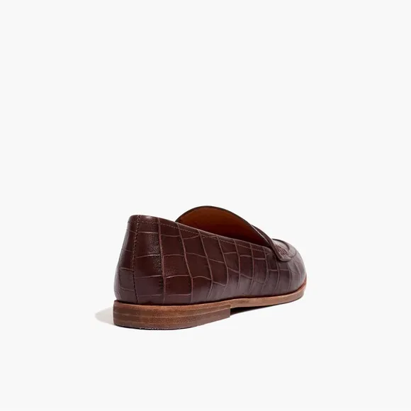 Madewell The Alex Loafer Croc Embossed Leather Dark Coffee Brown Slip On 6