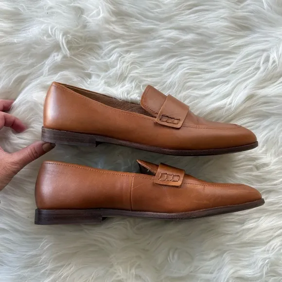 Madewell | Women’s The Alex Loafer Brown Leather Casual Slip-On Flats Penny Shoe