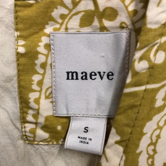 Maeve Anthropologie NEW chartreuse cotton lined long sleeve dress Size Small