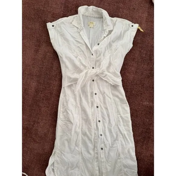 Maeve by Anthropologie Elspeth Linen T-shirt Dress - 4 White
