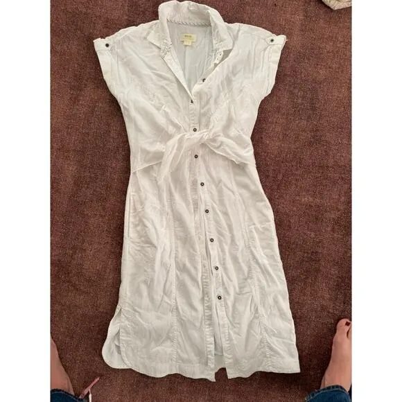 Maeve by Anthropologie Elspeth Linen T-shirt Dress - 4 White