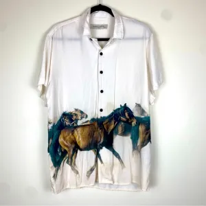 MAISON ARTICLE Horse Graphic Button Down Shirt size Medium