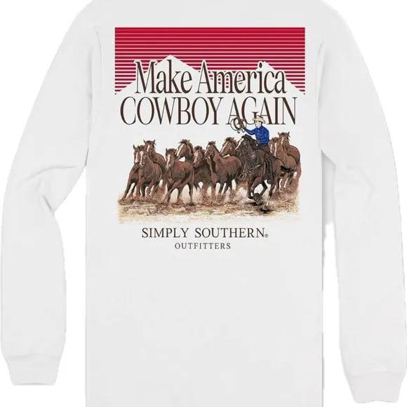 Make America Great Merican DUDE Long Sleeve Shirt White Large Simply Southern