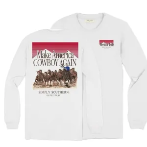 Make America Great Merican DUDE Long Sleeve Shirt White Large Simply Southern