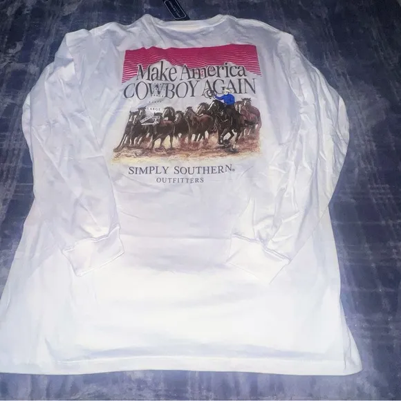 Make America Great Merican DUDE Long Sleeve Shirt White Large Simply Southern