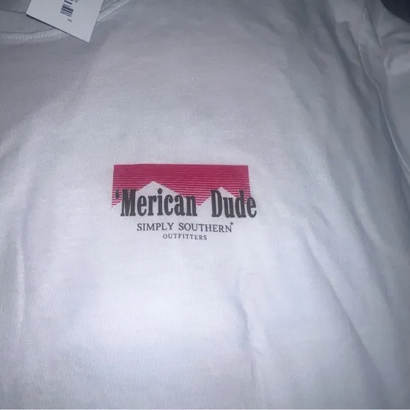 Make America Great Merican DUDE Long Sleeve Shirt White Large Simply Southern