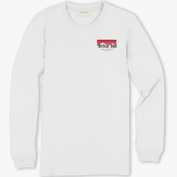 Make America Great Merican DUDE Long Sleeve Shirt White Large Simply Southern