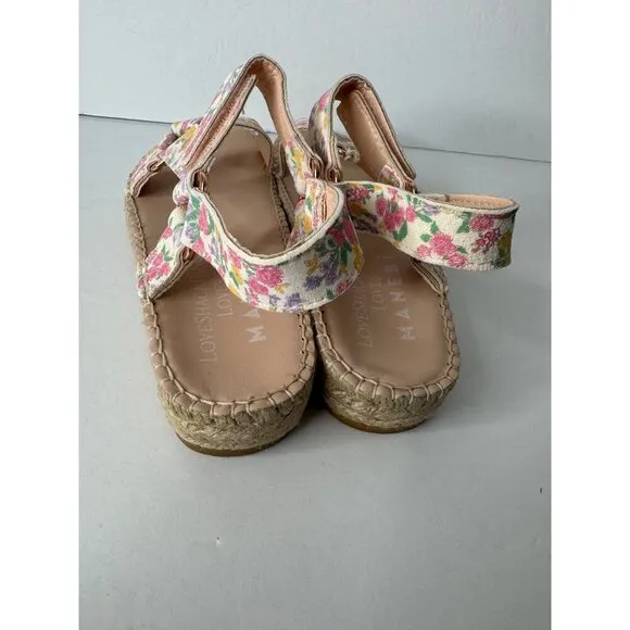 Manebi x LoveShackFancy Floral Leather Espadrille Sandals Fruity Punch 37 US 7