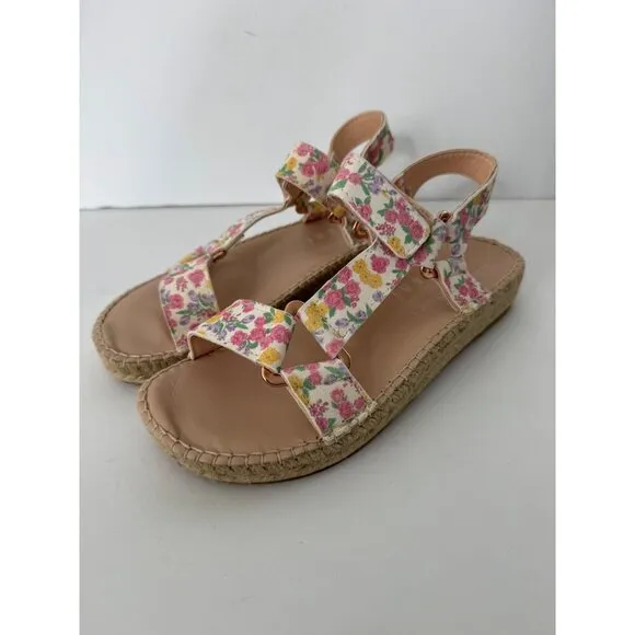 Manebi x LoveShackFancy Floral Leather Espadrille Sandals Fruity Punch 37 US 7
