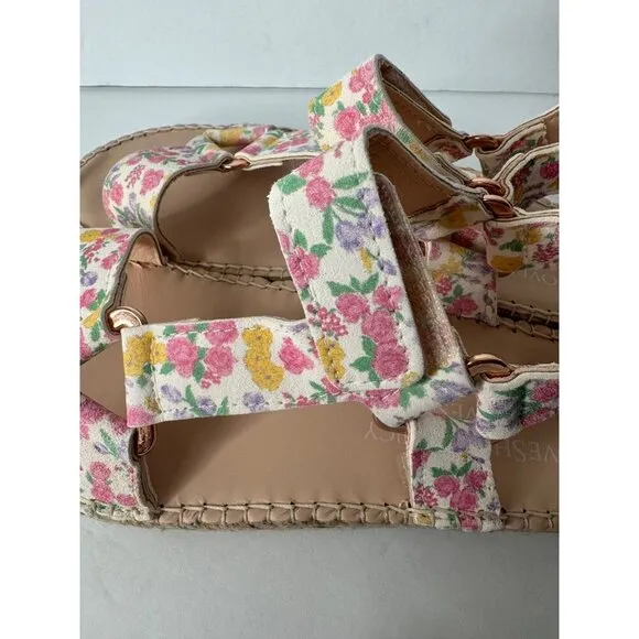 Manebi x LoveShackFancy Floral Leather Espadrille Sandals Fruity Punch 37 US 7