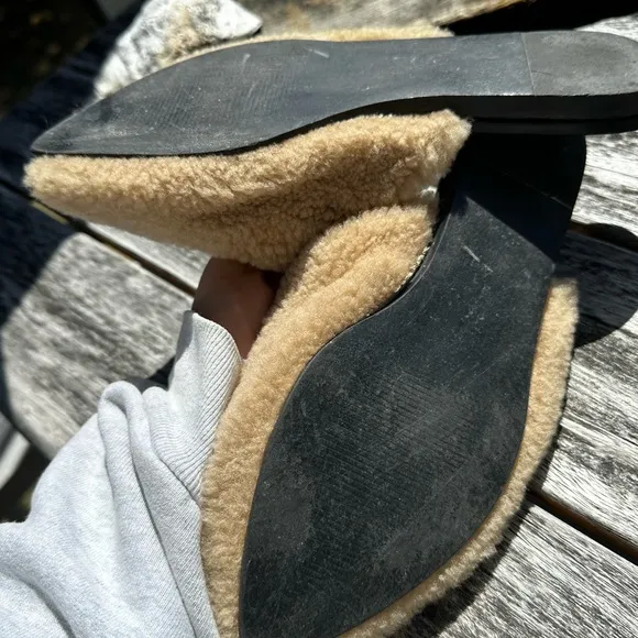 Marc Fisher Shearling Cozy Slip on Pointy Toe Funky Flats Size 6!