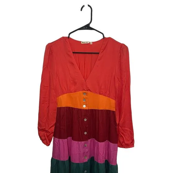 Marine Layer Maeve Colorblock Maxi Dress Multicolor TENCEL Pockets - Size XS