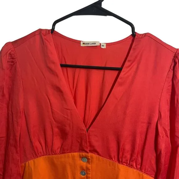 Marine Layer Maeve Colorblock Maxi Dress Multicolor TENCEL Pockets - Size XS