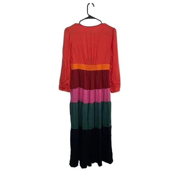 Marine Layer Maeve Colorblock Maxi Dress Multicolor TENCEL Pockets - Size XS