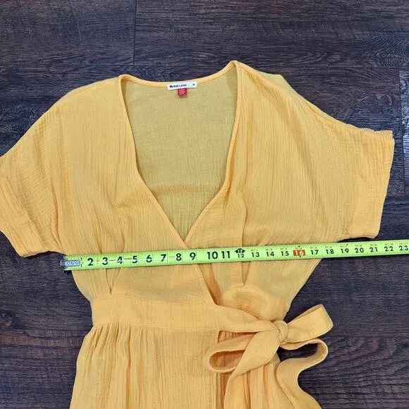 Marine Layer Valencia Dress Cotton Gauze True Wrap Golden Yellow Size Medium
