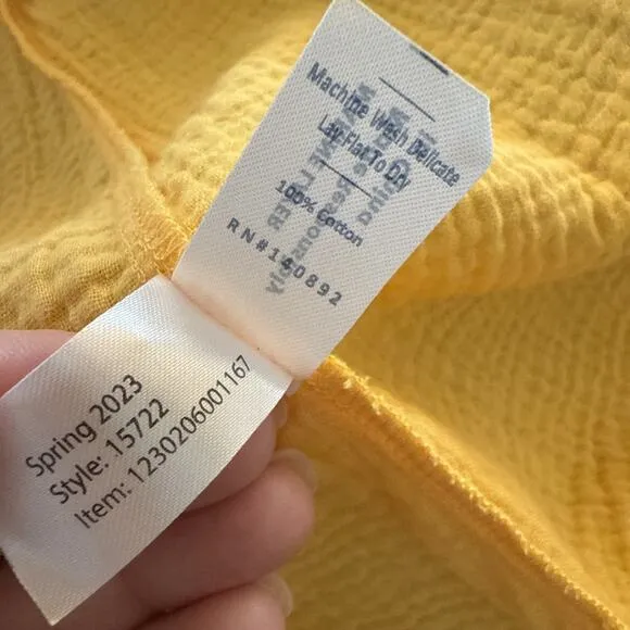 Marine Layer Valencia Dress Cotton Gauze True Wrap Golden Yellow Size Medium