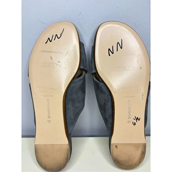 Marion Parke Women's Toscana Crisscross Strap Suede Slides Sandals Gray Sz 6.5