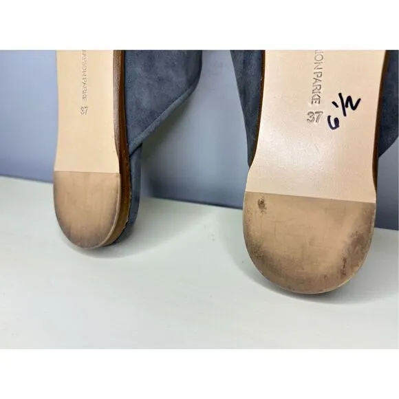 Marion Parke Women's Toscana Crisscross Strap Suede Slides Sandals Gray Sz 6.5