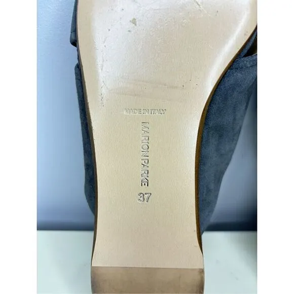 Marion Parke Women's Toscana Crisscross Strap Suede Slides Sandals Gray Sz 6.5