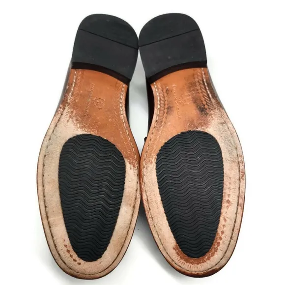 Martin Dingman Addison Dark Burnished Brown Leather Slip-On Bit Penny Loafers
