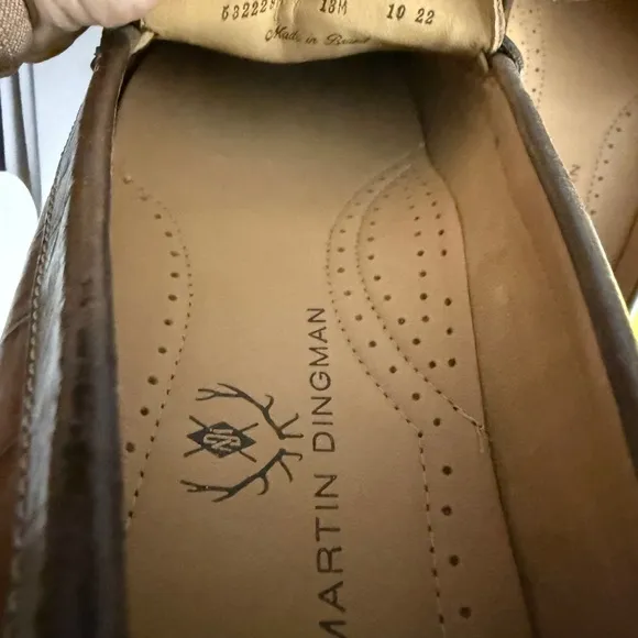 Martin Dingman Brown Crocodile-Embossed Loafers