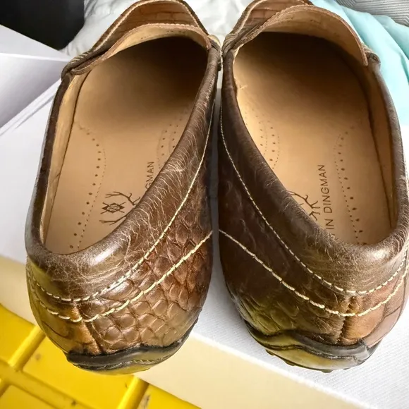 Martin Dingman Brown Crocodile-Embossed Loafers
