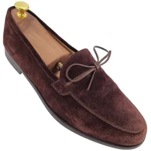 Martin Dingman Italy Brown Suede Dress Shoes Mens 10 Apron-toe Loafers Slip-ons