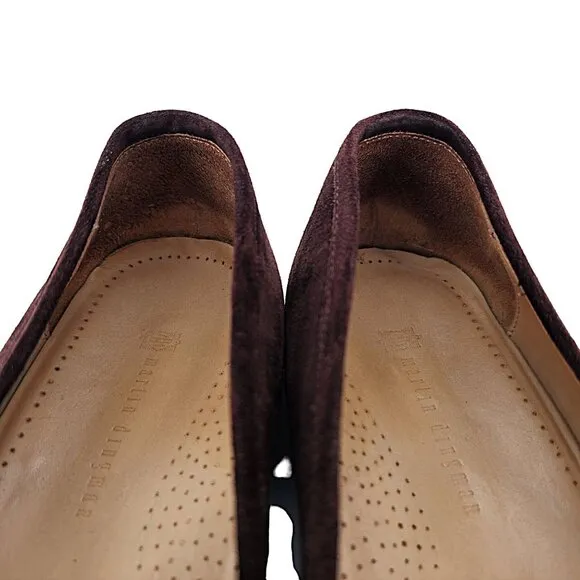 Martin Dingman Italy Brown Suede Dress Shoes Mens 10 Apron-toe Loafers Slip-ons
