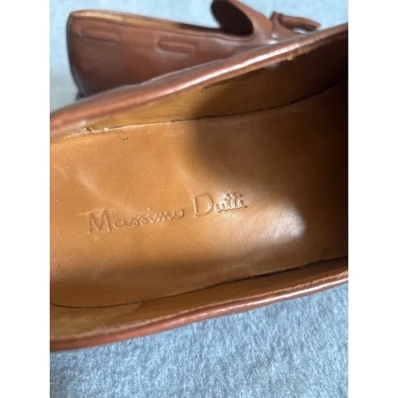 Massimo Dutti Men's Size 40 Brown Leather Tasseled Formal Loafers Dress Shoes