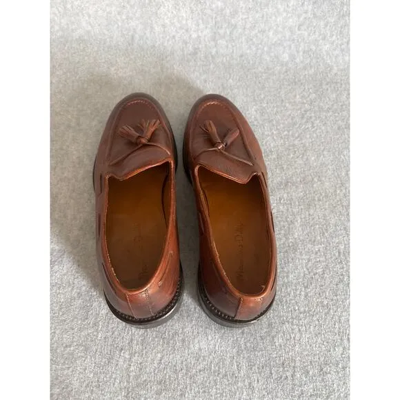 Massimo Dutti Men's Size 40 Brown Leather Tasseled Formal Loafers Dress Shoes